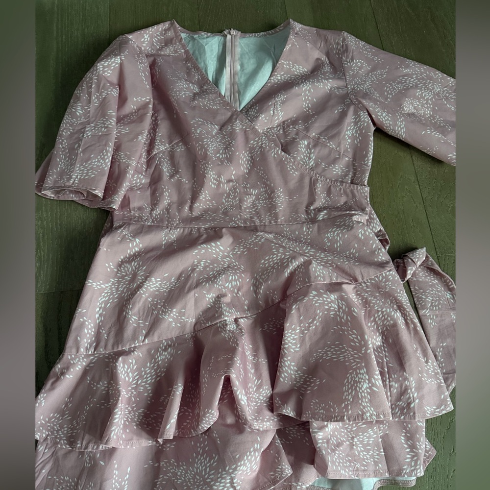 Pink Patterned Wrap Dress